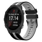 For Garmin Forerunner 245 Music 20mm Two Color Sports Silicone Watch Band(Black+Grey) - 1