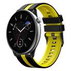 For Amazfit GTR Mini 20mm Two-Color Sports Silicone Watch Band(Black+Yellow) - 1