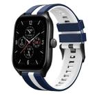 For Amazfit GTS 4 20mm Two-Color Sports Silicone Watch Band(Blue+White) - 1