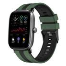 For Amazfit GTS 4 Mini 20mm Two-Color Sports Silicone Watch Band(Olive Green+Black) - 1