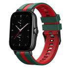 For Amazfit GTS 2E 20mm Two-Color Sports Silicone Watch Band(Green+Red) - 1