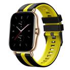 For Amazfit GTS 2 20mm Two-Color Sports Silicone Watch Band(Black+Yellow) - 1