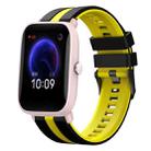 For Amazfit Pop Pro 20mm Two-Color Sports Silicone Watch Band(Black+Yellow) - 1