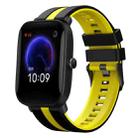 For Amazfit Pop 20mm Two-Color Sports Silicone Watch Band(Black+Yellow) - 1