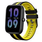 For Amazfit Bip3 20mm Two-Color Sports Silicone Watch Band(Black+Yellow) - 1
