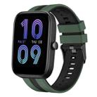 For Amazfit Bip3 Pro 20mm Two-Color Sports Silicone Watch Band(Olive Green+Black) - 1