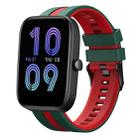 For Amazfit Bip3 Pro 20mm Two-Color Sports Silicone Watch Band(Green+Red) - 1