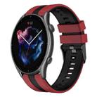 For Amazfit GTR 3 Pro 22mm Two-Color Sports Silicone Watch Band(Red+Black) - 1