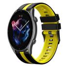 For Amazfit GTR 3 Pro 22mm Two-Color Sports Silicone Watch Band(Black+Yellow) - 1