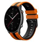 For Amazfit GTR 2e 22mm Two-Color Sports Silicone Watch Band(Orange+Black) - 1