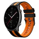 For Amazfit GTR 2e 22mm Two-Color Sports Silicone Watch Band(Black+Orange) - 1