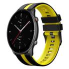 For Amazfit GTR 2e 22mm Two-Color Sports Silicone Watch Band(Black+Yellow) - 1