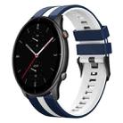 For Amazfit GTR 2e 22mm Two-Color Sports Silicone Watch Band(Blue+White) - 1