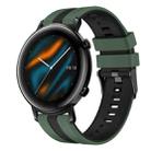 For Huawei Watch GT2 42mm 20mm Two Color Sports Silicone Watch Band(Olive Green+Black) - 1