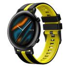 For Huawei Watch GT2 42mm 20mm Two Color Sports Silicone Watch Band(Black+Yellow) - 1