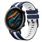 For Huawei Watch GT2 42mm 20mm Two Color Sports Silicone Watch Band(Blue+White) - 1