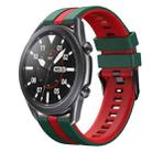 For Samsung Galaxy Watch3 45mm 22mm Two Color Sports Silicone Watch Band(Green+Red) - 1