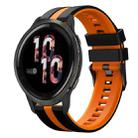 For Garmin Venu 2 22mm Two Color Sports Silicone Watch Band(Black+Orange) - 1