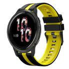 For Garmin Venu 2 22mm Two Color Sports Silicone Watch Band(Black+Yellow) - 1