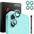 For iPhone 16 / 16 Plus NORTHJO 2 Sets 4pcs Camera Lens Protector Cover Metal Ring Film(Cyan) - 1