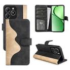 For Realme C63 Stitching Horizontal Flip Leather Phone Case(Black) - 1