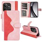 For Realme GT 6 5G Stitching Horizontal Flip Leather Phone Case(Red) - 1