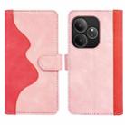 For Realme GT 6 5G Stitching Horizontal Flip Leather Phone Case(Red) - 2