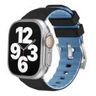 For Apple Watch Series 9 41mm Two-Color Silicone Watch Band(Black+Blue) - 1