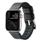 For Apple Watch Ultra 2 49mm Genuine Leather Hybrid Silicone Watch Band(Black + Sliver Buckle) - 1