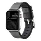 For Apple Watch Series 9 45mm Genuine Leather Hybrid Silicone Watch Band(Coffee+Sliver Buckle) - 1