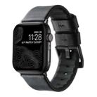 For Apple Watch SE 2023 44mm Genuine Leather Hybrid Silicone Watch Band(Black Black Buckle) - 1