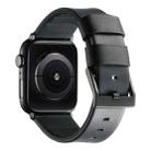 For Apple Watch SE 2023 44mm Genuine Leather Hybrid Silicone Watch Band(Black Black Buckle) - 2