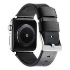 For Apple Watch Ultra 49mm Genuine Leather Hybrid Silicone Watch Band(Black Sliver Buckle) - 2