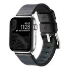 For Apple Watch Series 8 45mm Genuine Leather Hybrid Silicone Watch Band(Black Sliver Buckle) - 1