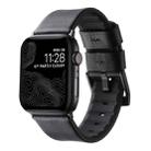 For Apple Watch SE 2022 44mm Genuine Leather Hybrid Silicone Watch Band(Black + Black Buckle) - 1