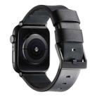 For Apple Watch SE 2022 44mm Genuine Leather Hybrid Silicone Watch Band(Black + Black Buckle) - 2