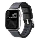 For Apple Watch SE 2022 44mm Genuine Leather Hybrid Silicone Watch Band(Black + Sliver Buckle) - 1