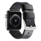 For Apple Watch SE 2022 44mm Genuine Leather Hybrid Silicone Watch Band(Black + Sliver Buckle) - 2