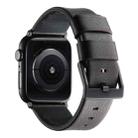 For Apple Watch SE 2022 44mm Genuine Leather Hybrid Silicone Watch Band(Coffee Black Buckle) - 2