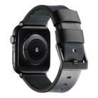 For Apple Watch SE 44mm Genuine Leather Hybrid Silicone Watch Band(Black + Black Buckle) - 2