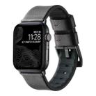 For Apple Watch Series 6 44mm Genuine Leather Hybrid Silicone Watch Band(Coffee+Black Buckle) - 1