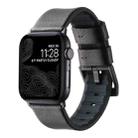 For Apple Watch Series 5 44mm Genuine Leather Hybrid Silicone Watch Band(Coffee Black Buckle) - 1