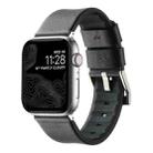 For Apple Watch Series 9 41mm Genuine Leather Hybrid Silicone Watch Band(Coffee Sliver Buckle) - 1