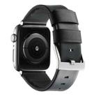 For Apple Watch SE 2023 40mm Genuine Leather Hybrid Silicone Watch Band(Black Sliver Buckle) - 2