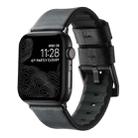 For Apple Watch Series 6 40mm Genuine Leather Hybrid Silicone Watch Band(Black Black Buckle) - 1