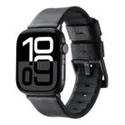 For Apple Watch Series 10 42mm Genuine Leather Hybrid Silicone Watch Band(Black Black Buckle) - 1