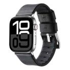 For Apple Watch Series 10 42mm Genuine Leather Hybrid Silicone Watch Band(Black Sliver Buckle) - 1