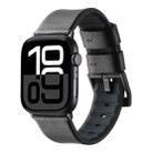 For Apple Watch Series 10 42mm Genuine Leather Hybrid Silicone Watch Band(Coffee Black Buckle) - 1
