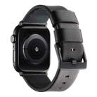 For Apple Watch Series 10 42mm Genuine Leather Hybrid Silicone Watch Band(Coffee Black Buckle) - 2