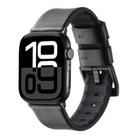 For Apple Watch Series 10 46mm Genuine Leather Hybrid Silicone Watch Band(Coffee Black Buckle) - 1